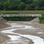 Aanblik van de nieuwe monding en stroombed van de Ur